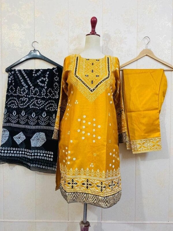 Regal Mustard Katan Silk Suit