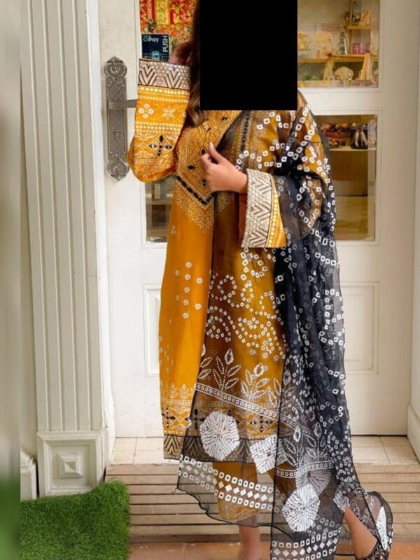 Regal Mustard Katan Silk Suit - Image 3